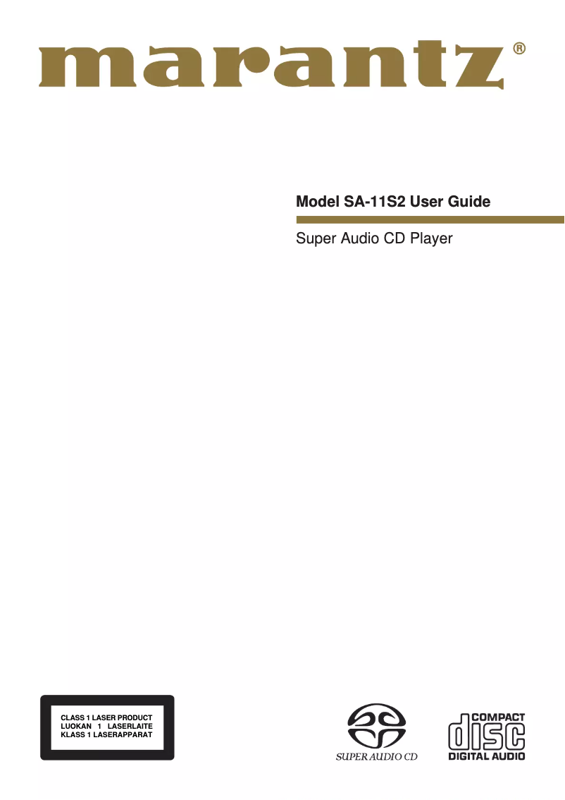 Page n°1 - Manuel utilisateur Marantz SA11S2