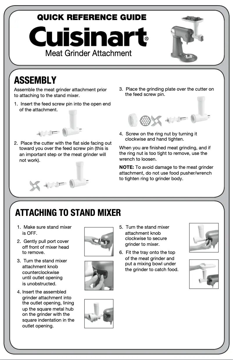 Page n°1 - Manuel utilisateur Cuisinart MG-50