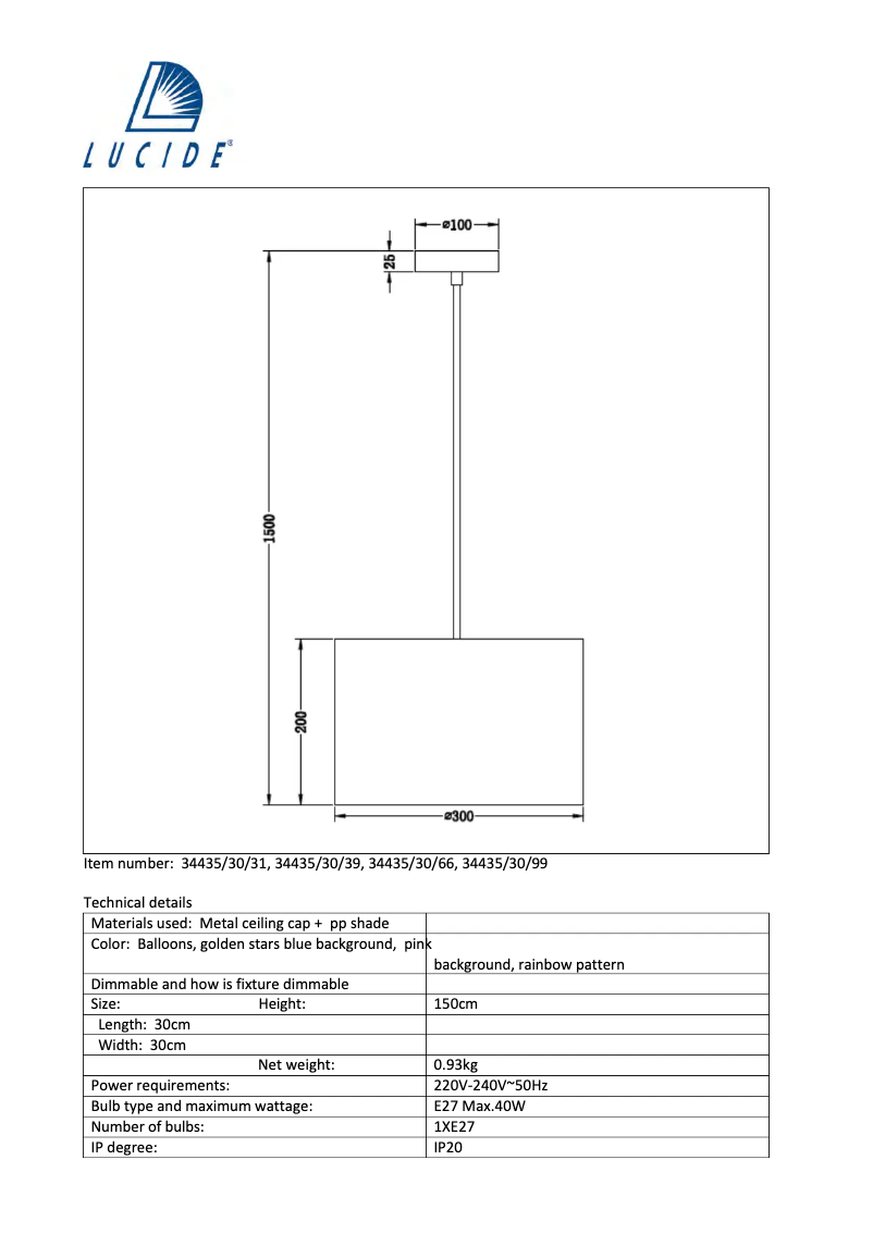 Page n°1 - Manuel utilisateur Lucide K3 34435/30/66