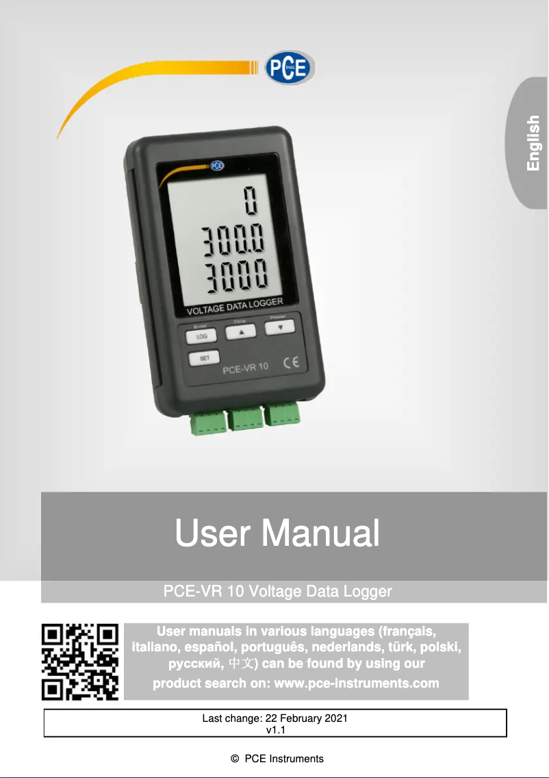 Image de la première page du manuel de l'appareil PCE-VR 10