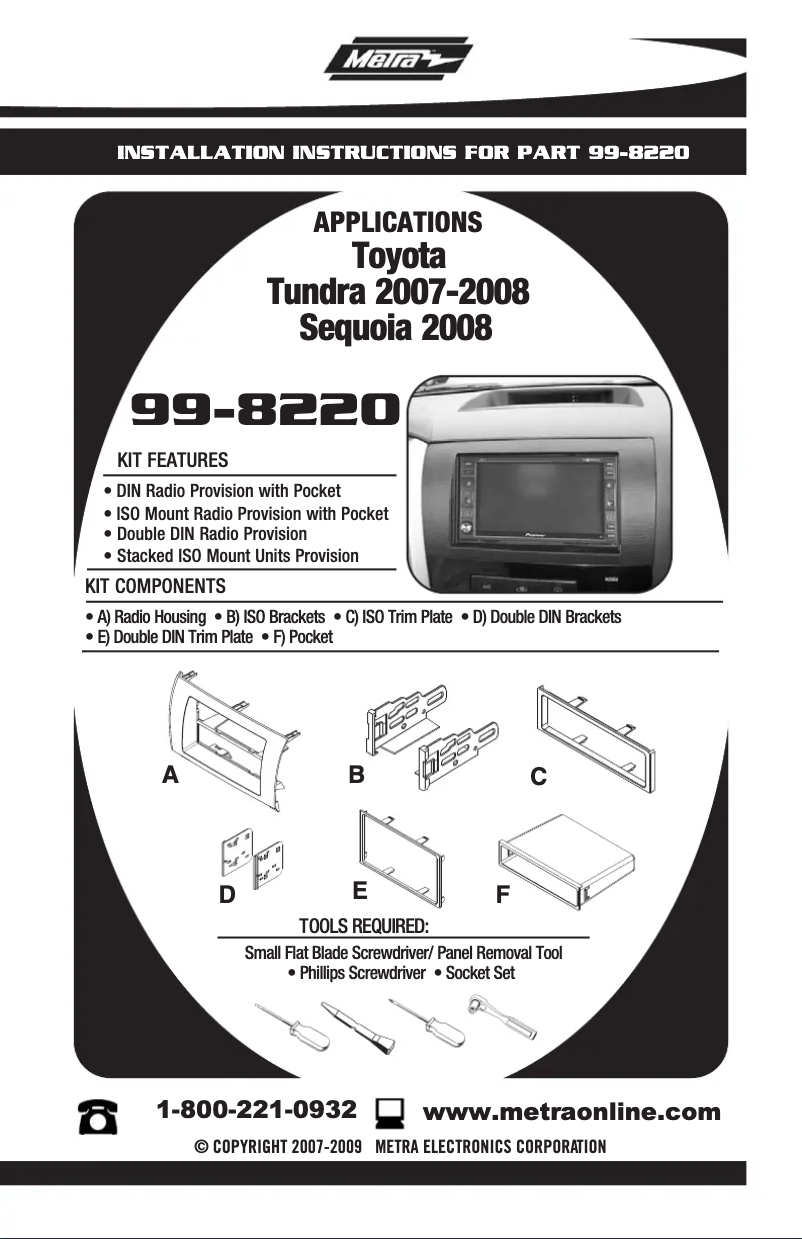 Page n°1 - Manuel utilisateur Metra 99-8220