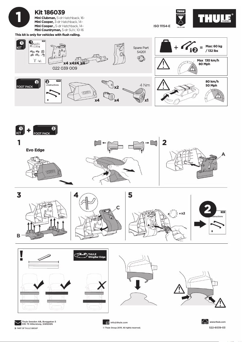 Page n°1 - Manuel utilisateur Thule Kit 186039