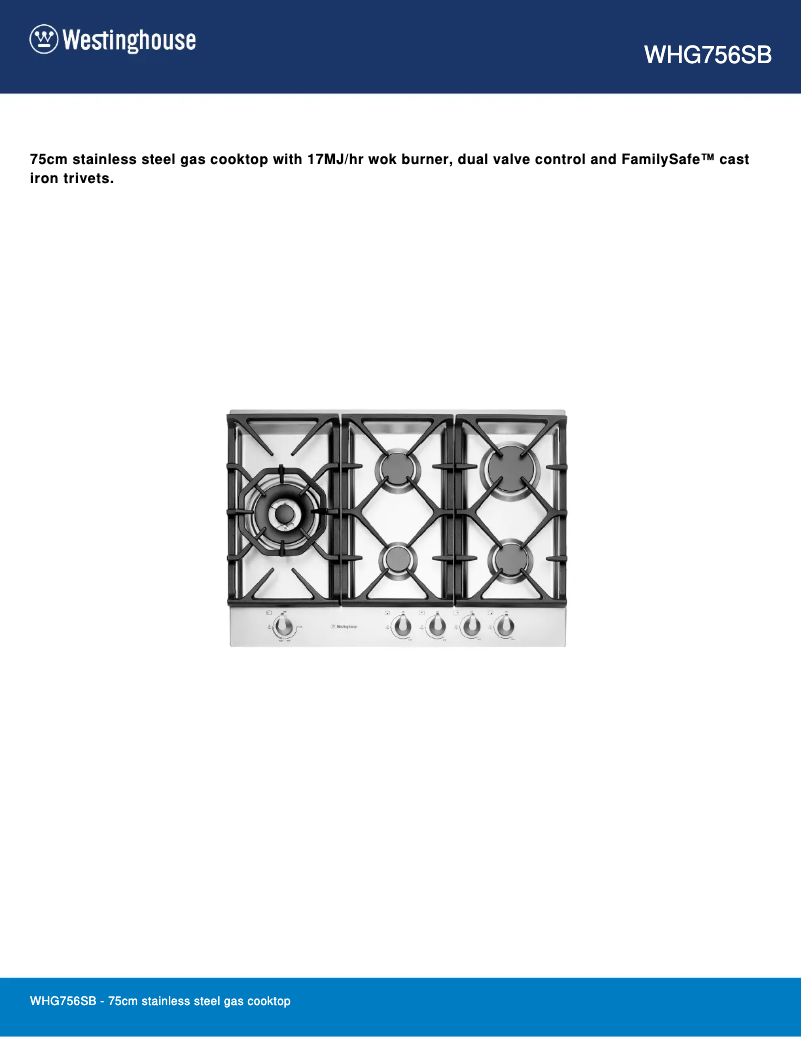 Image de la première page du manuel de l'appareil WHG756SB