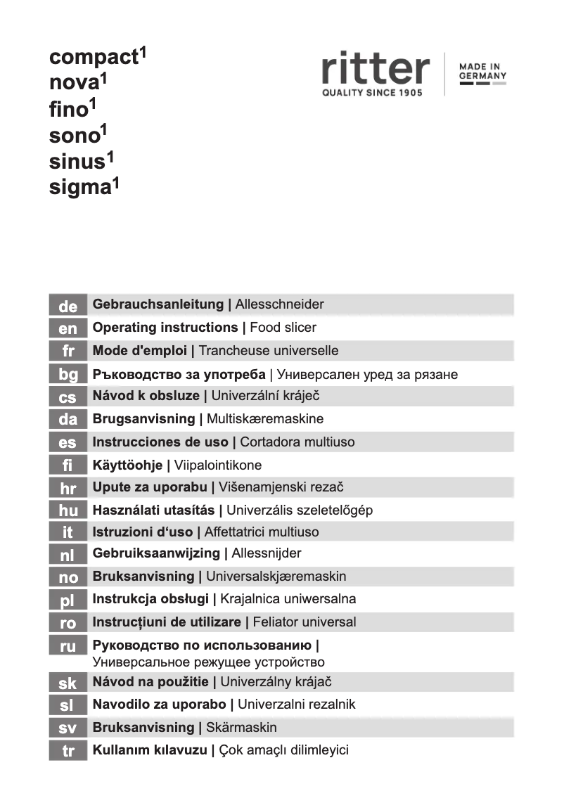 Page 1 de la notice Manuel utilisateur Ritter Nova 1