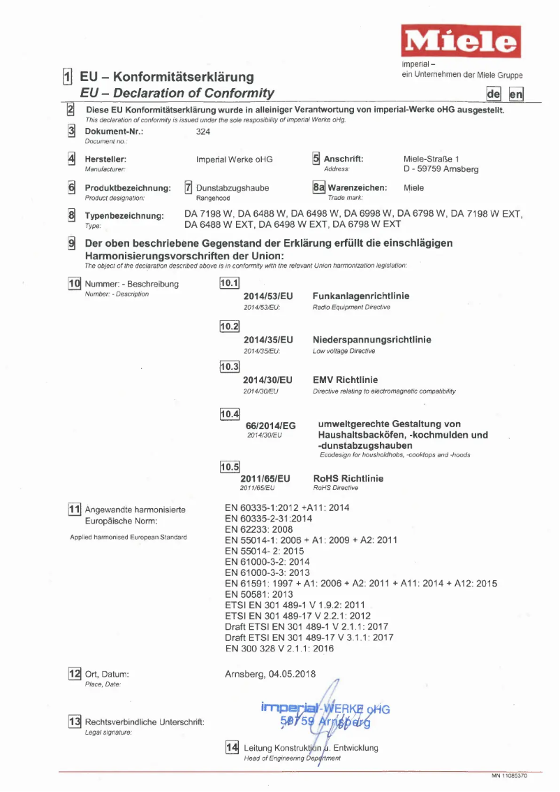 Page 1 de la notice Mode d'emploi Miele DA 7198 W Triple Black