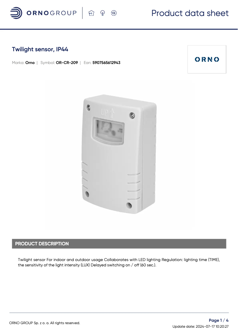 Image de la première page du manuel de l'appareil OR-CR-209