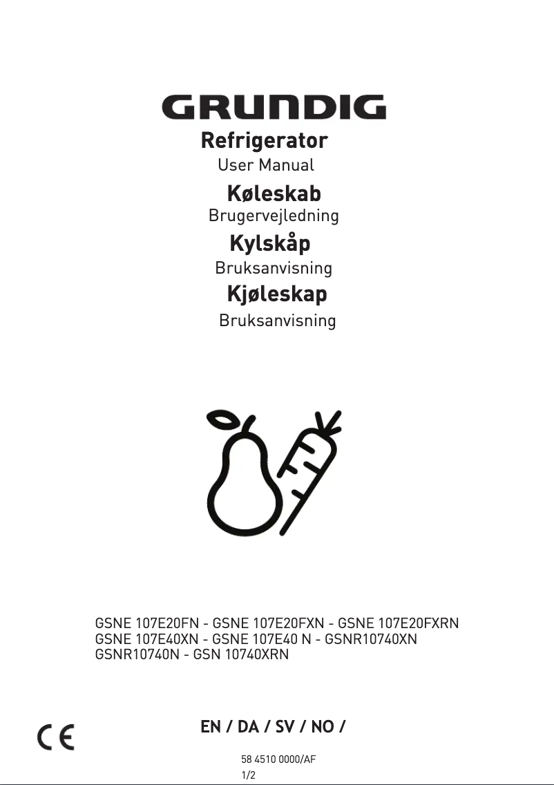 Page n°1 - Manuel utilisateur Grundig GSNE 107E20FN