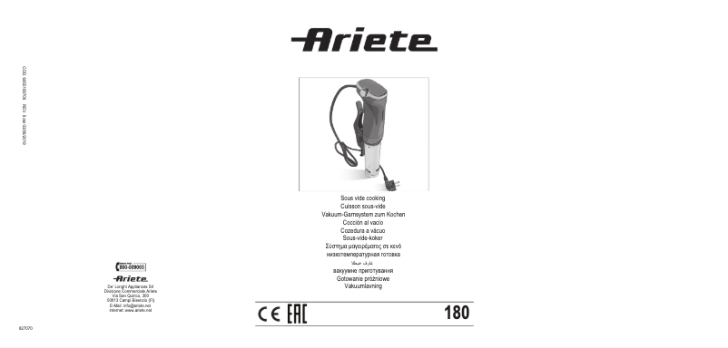 Page 1 de la notice Manuel utilisateur Ariete B-taste Sous Vide 180