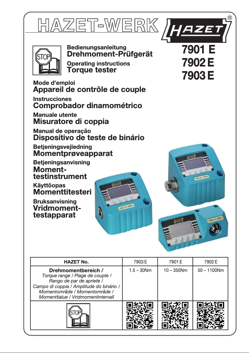Page n°1 - Manuel utilisateur Hazet 7902E