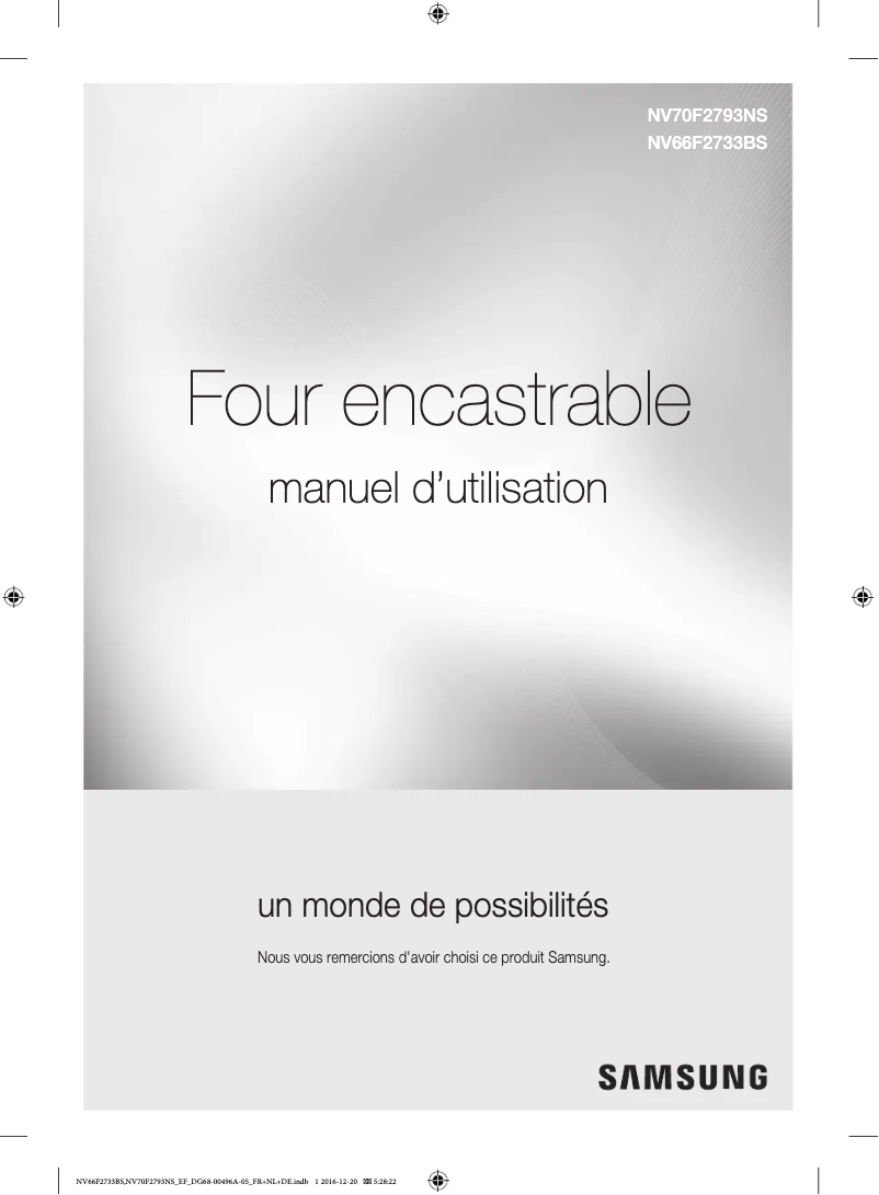 Page 1 de la notice Manuel utilisateur Samsung NV66F2733BS