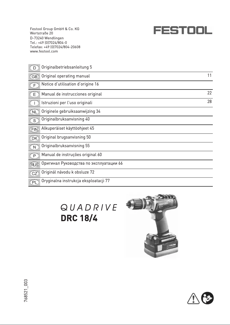 Image de la première page du manuel de l'appareil DRC 18/4