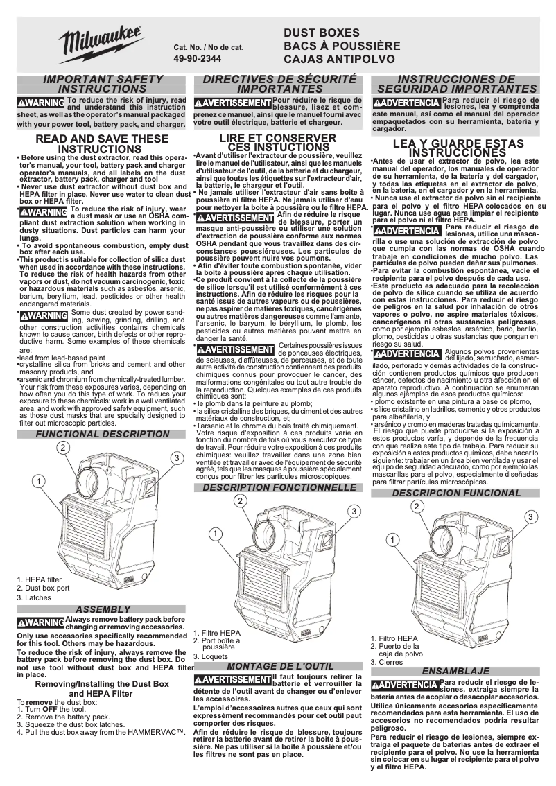 Page n°1 - Manuel utilisateur Milwaukee 49-90-2344
