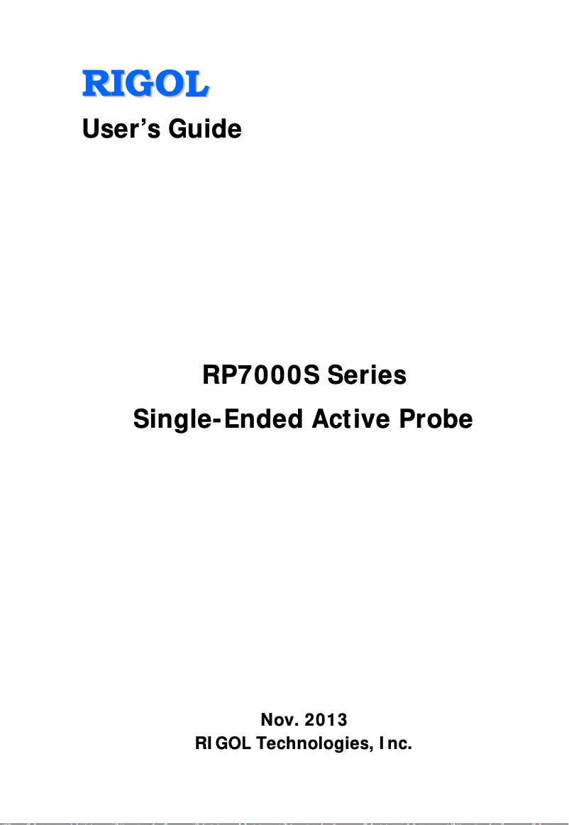 Page n°1 - Manuel utilisateur Rigol RP7080S