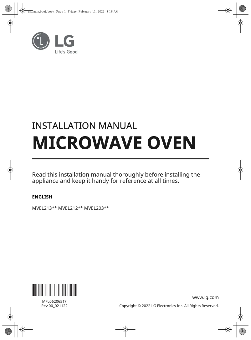 Page 1 de la notice Guide d'installation LG MVEL2137F