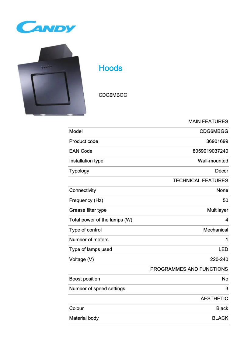 Image de la première page du manuel de l'appareil CDG6MBGG