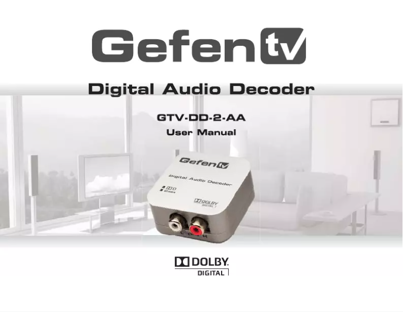 Página 1 del manual Manual de usuario Gefen GTV-DD-2-AA