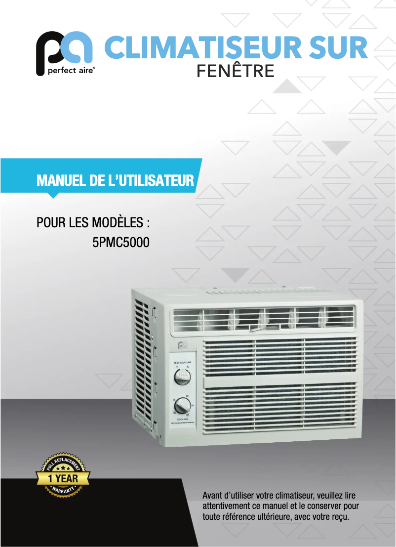 Page 1 de la notice Manuel utilisateur Perfect Aire 5PMC5000