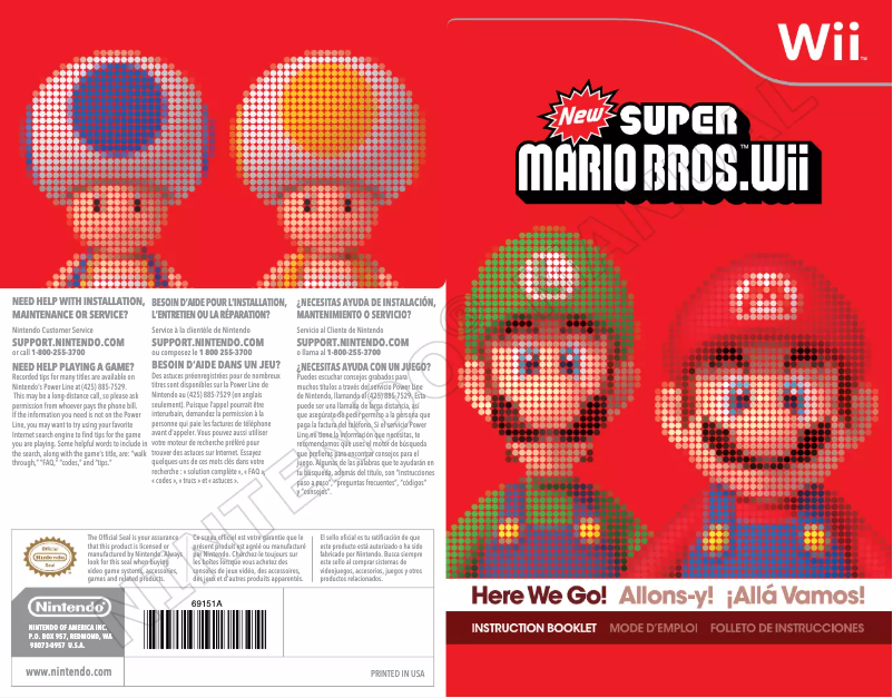 Page 1 de la notice Manuel utilisateur Nintendo New Super Mario Bros (Wii)