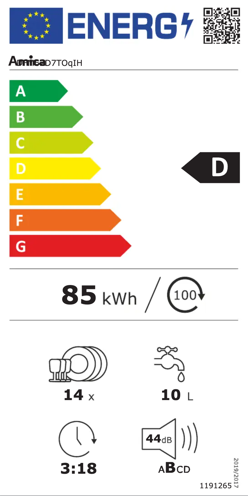 Page n°1 - Label énergétique Amica DFM62D7TOqIH
