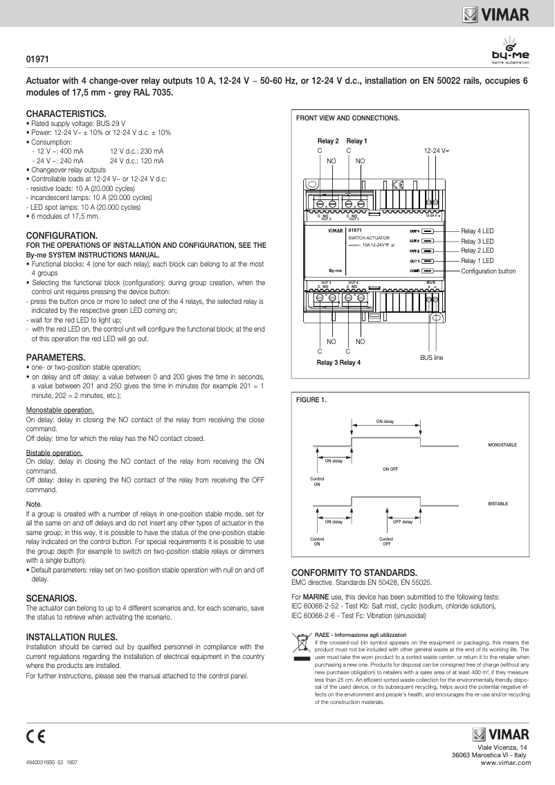 Page 1 de la notice Manuel utilisateur Vimar 01971