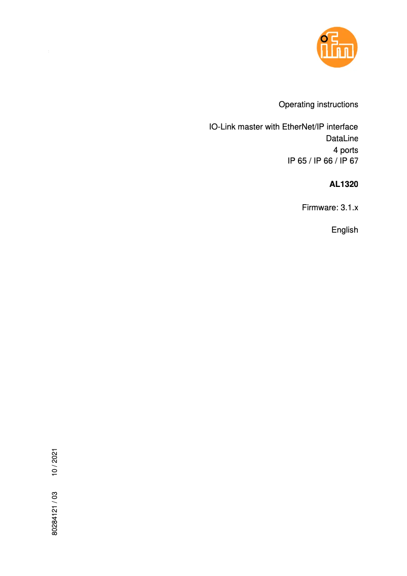 Page 1 de la notice Manuel utilisateur IFM AL1320