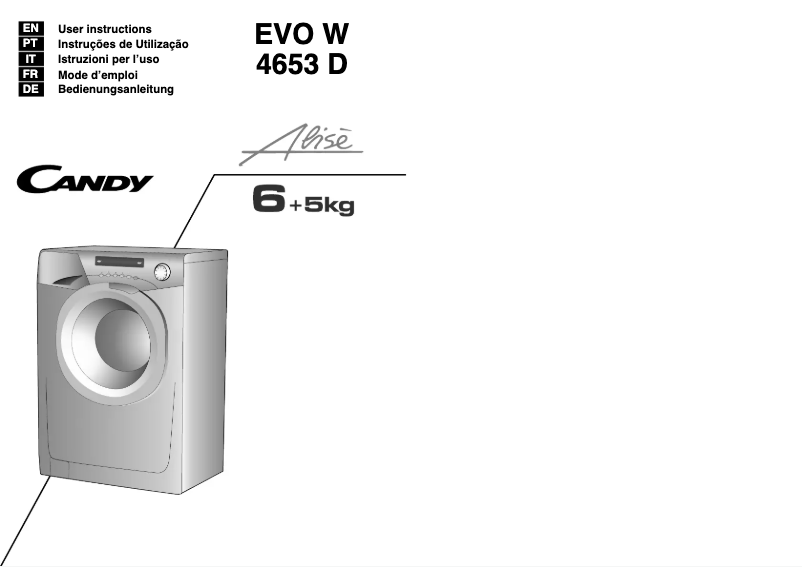 Page 1 de la notice Manuel utilisateur Candy Alise EVO W 4653 D