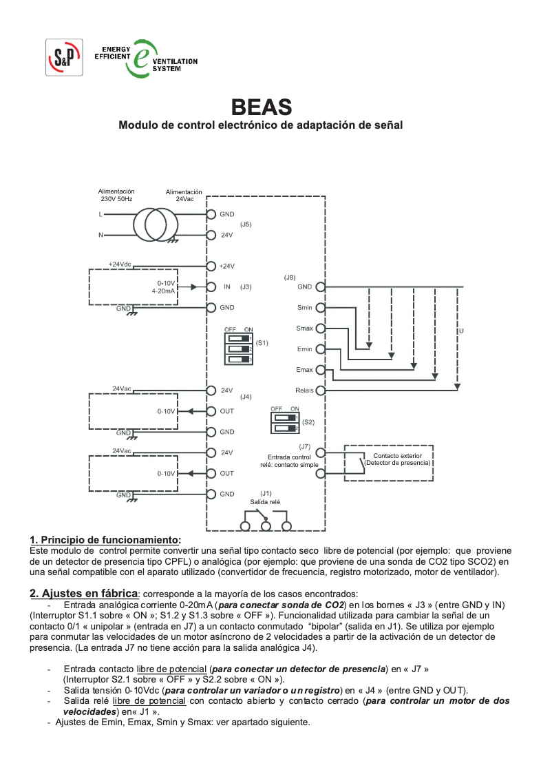 Page 1 de la notice Manuel utilisateur Soler & Palau BEAS