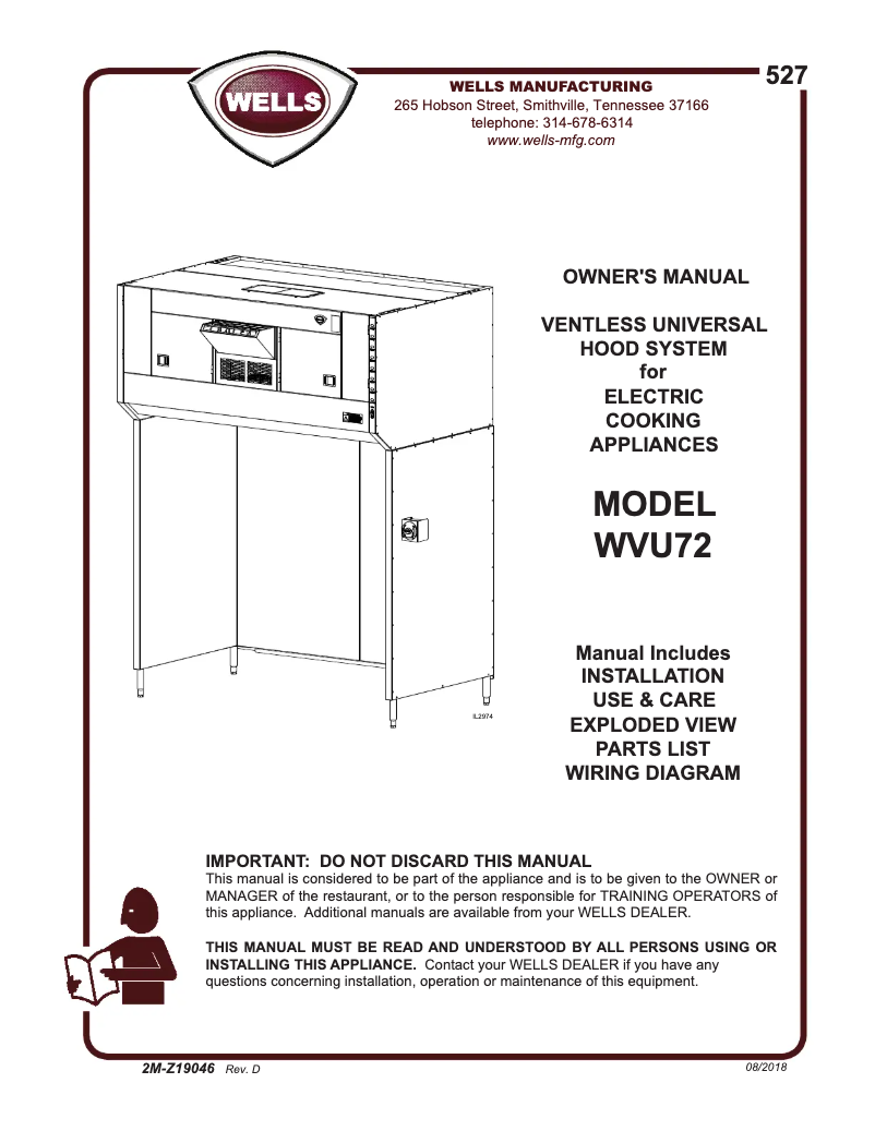 Page n°1 - Manuel utilisateur Wells WVU72