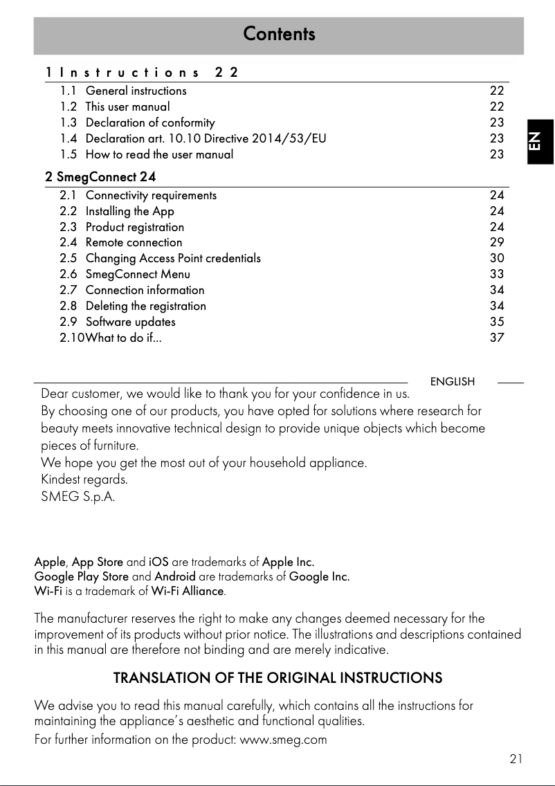 Page 1 de la notice Brochure Smeg SFP6303WTPX