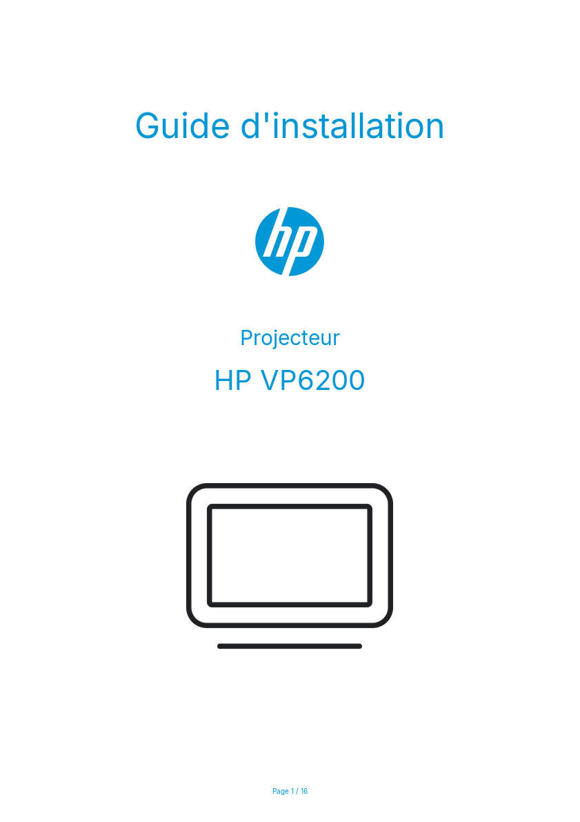 Page n°1 - Guide d'installation HP VP6200