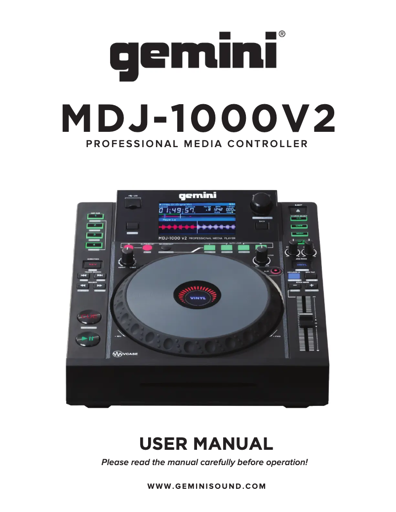 Page n°1 - Manuel utilisateur Gemini MDJ-1000v2