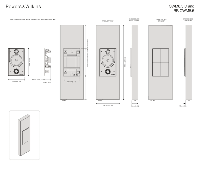 Página 1 del manual Dibujo técnico Bowers & Wilkins ISW-3