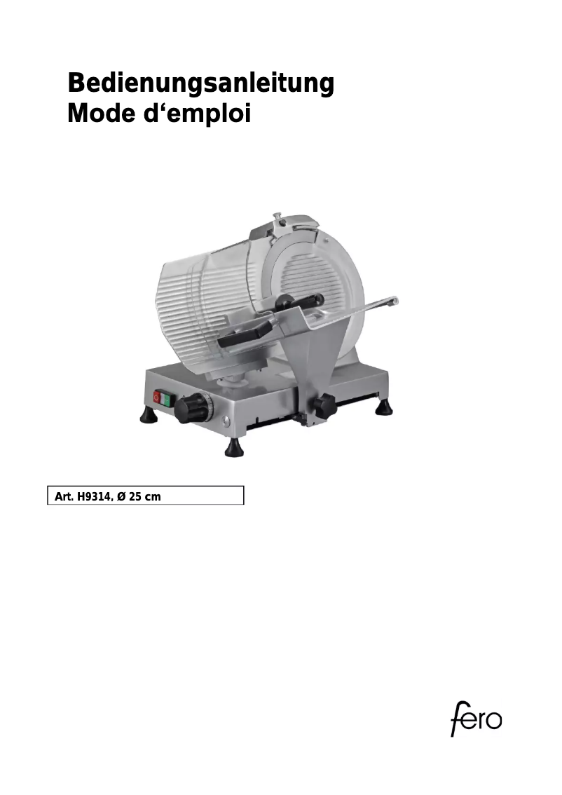 Page 1 de la notice Manuel utilisateur Fero H9314