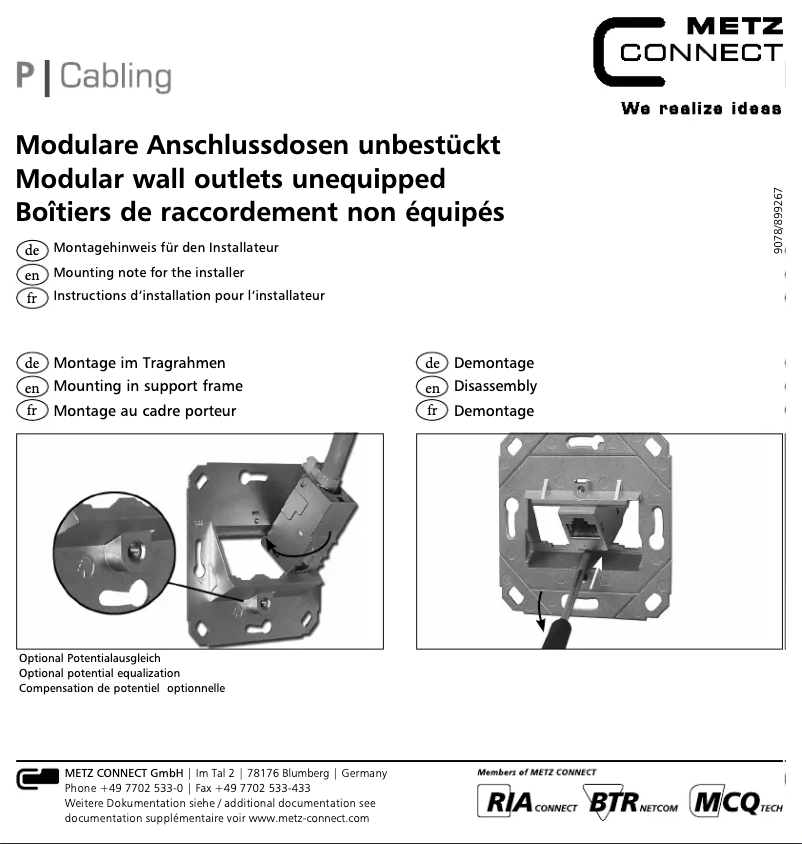 Page 1 de la notice Manuel utilisateur Metz Connect 1309141002-E