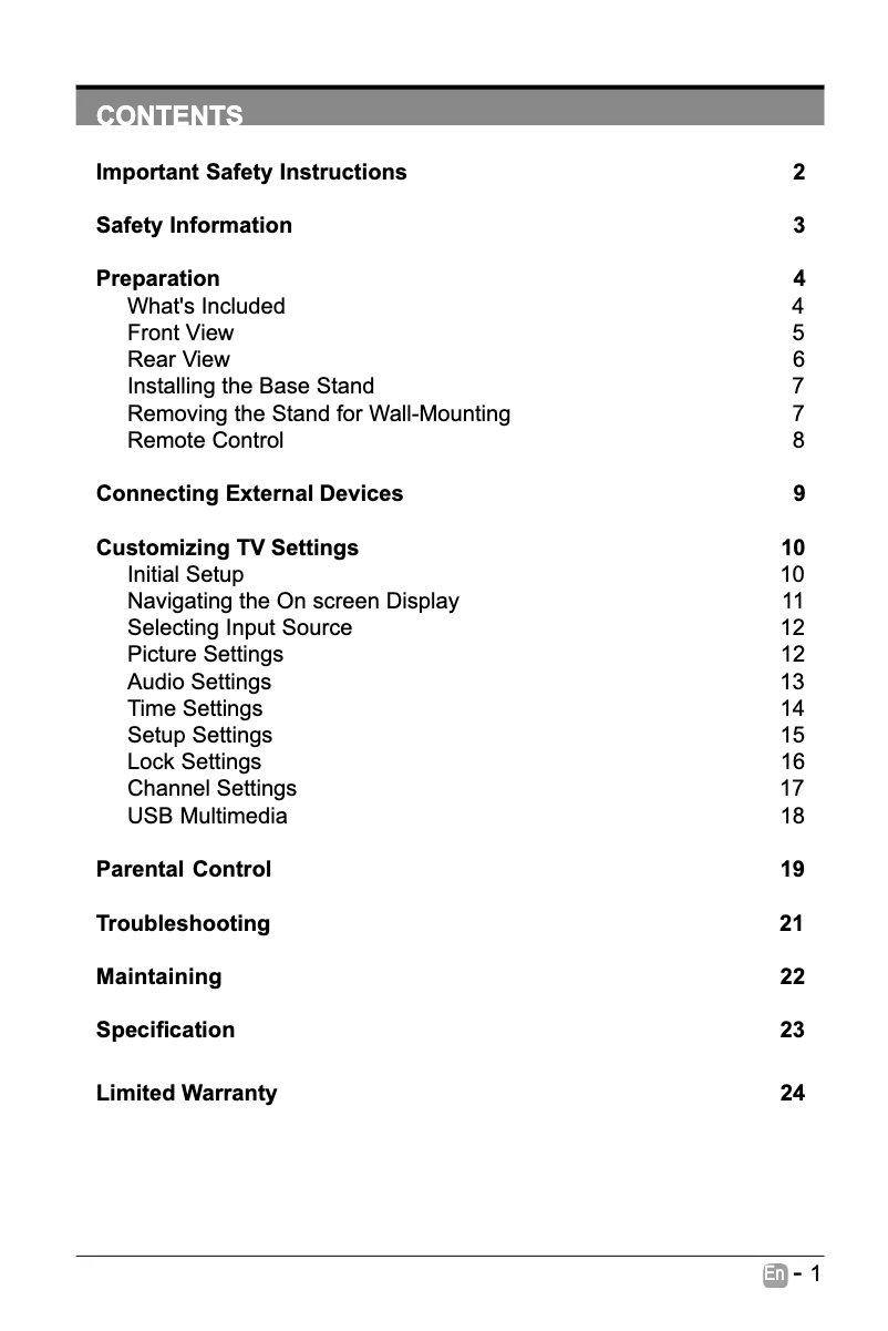 Page n°1 - Manuel utilisateur Seiki SE39HC