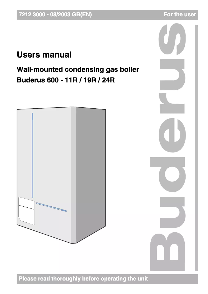 Page n°1 - Manuel utilisateur Buderus 600-19R