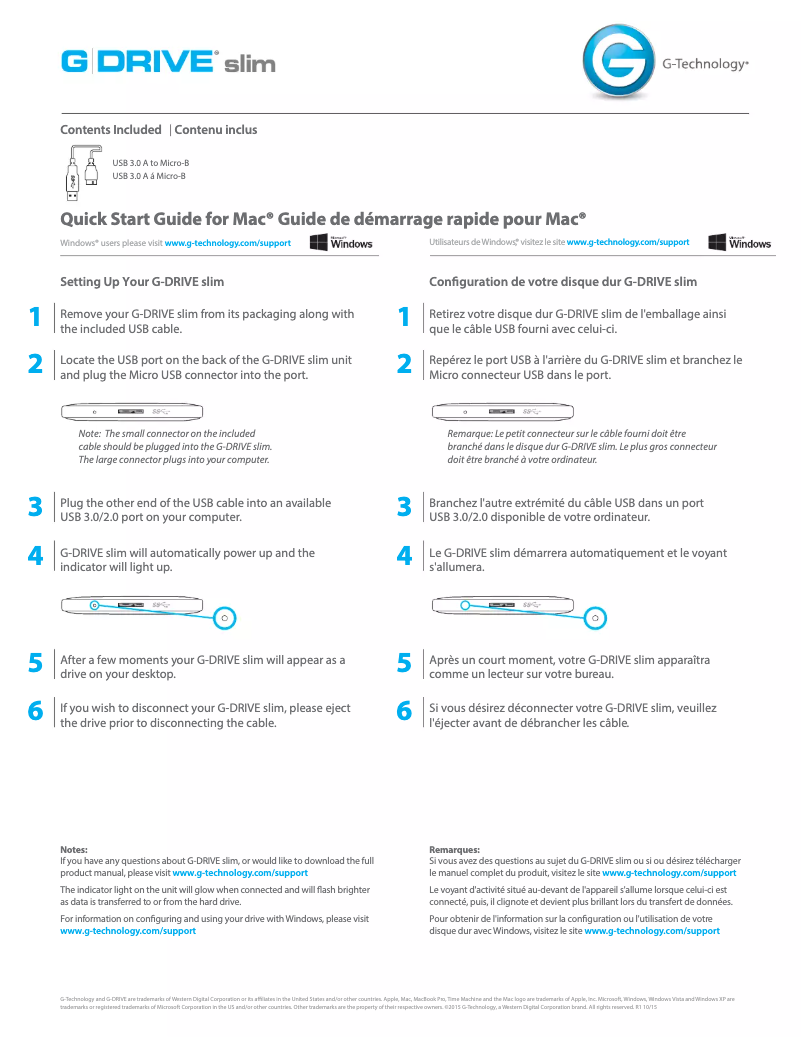 Page n°1 - Manuel utilisateur G-Technology G-DRIVE slim