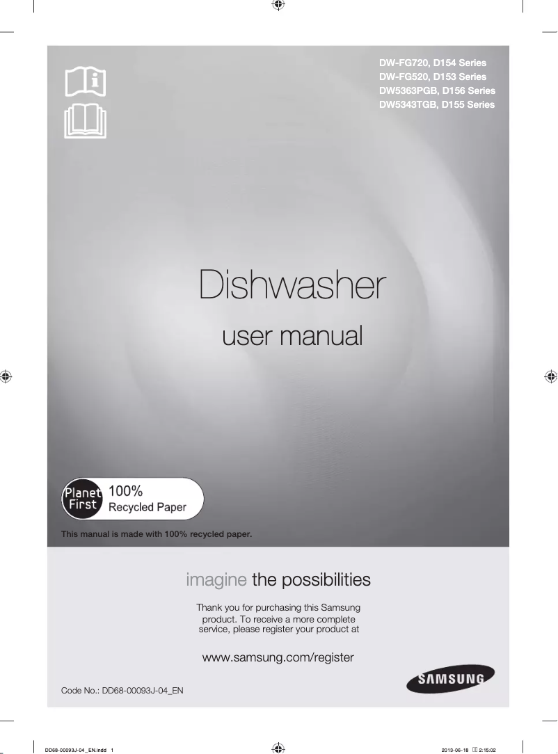 Page 1 de la notice Manuel utilisateur Samsung DW-FG720S