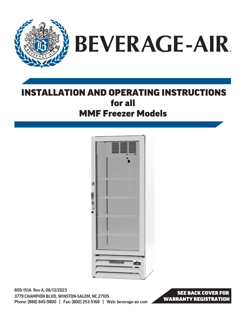 Page 1 de la notice Manuel utilisateur Beverage-Air MMF27HC-1-B-IQ