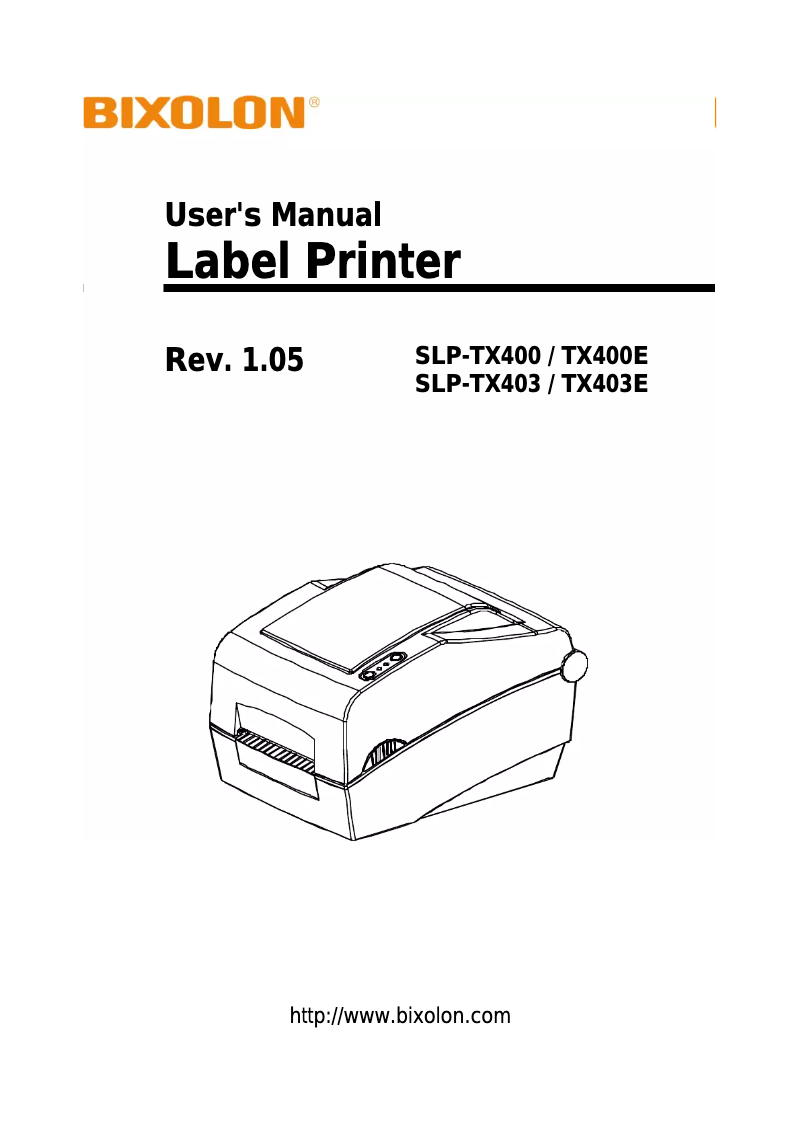 Page 1 of the manual User Manual Bixolon SLP-T403EG/BEG