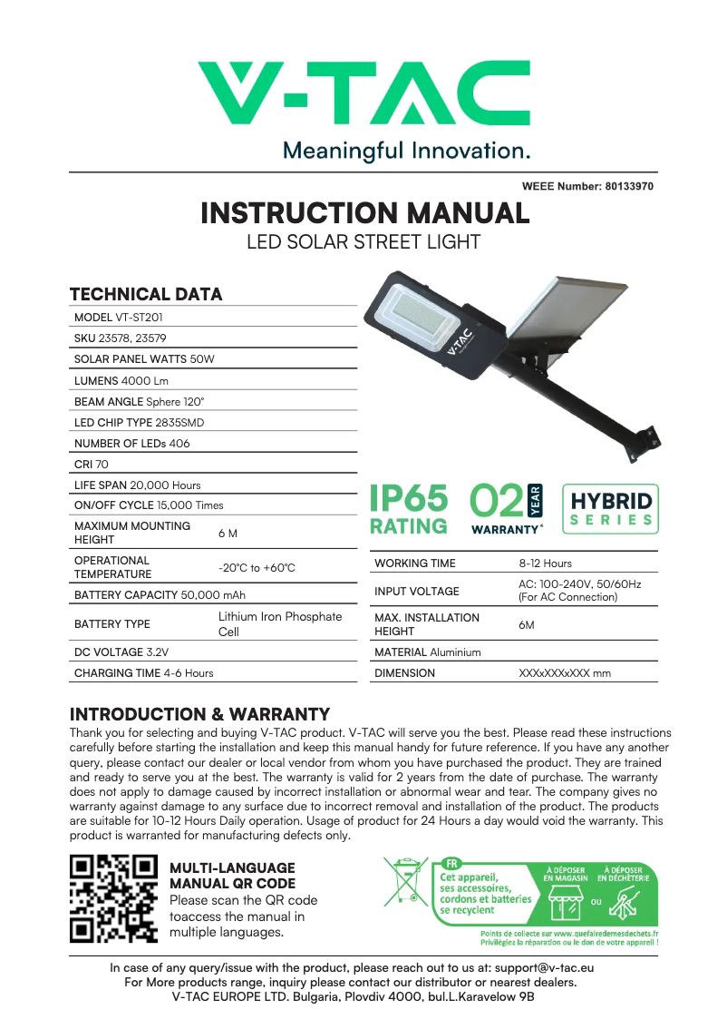 Imagen de la primera página del manual del dispositivo VT-ST201