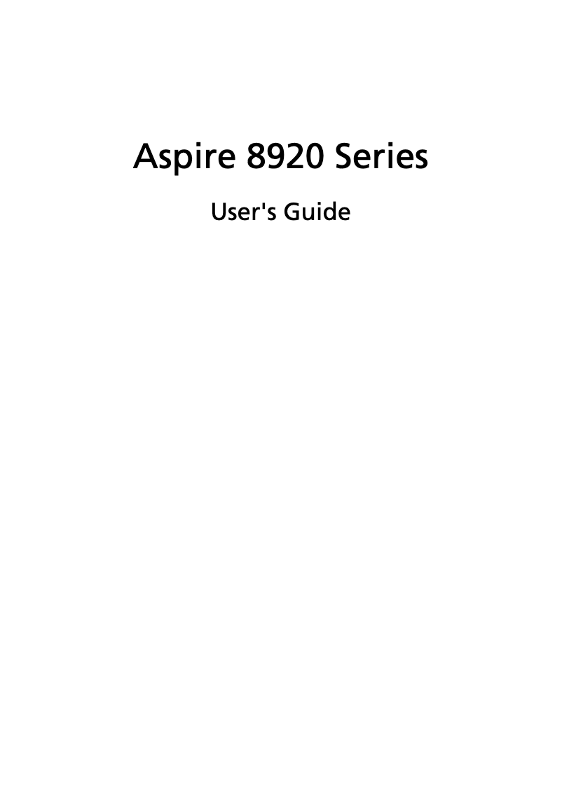 Page 1 de la notice Manuel utilisateur Acer Aspire 8920