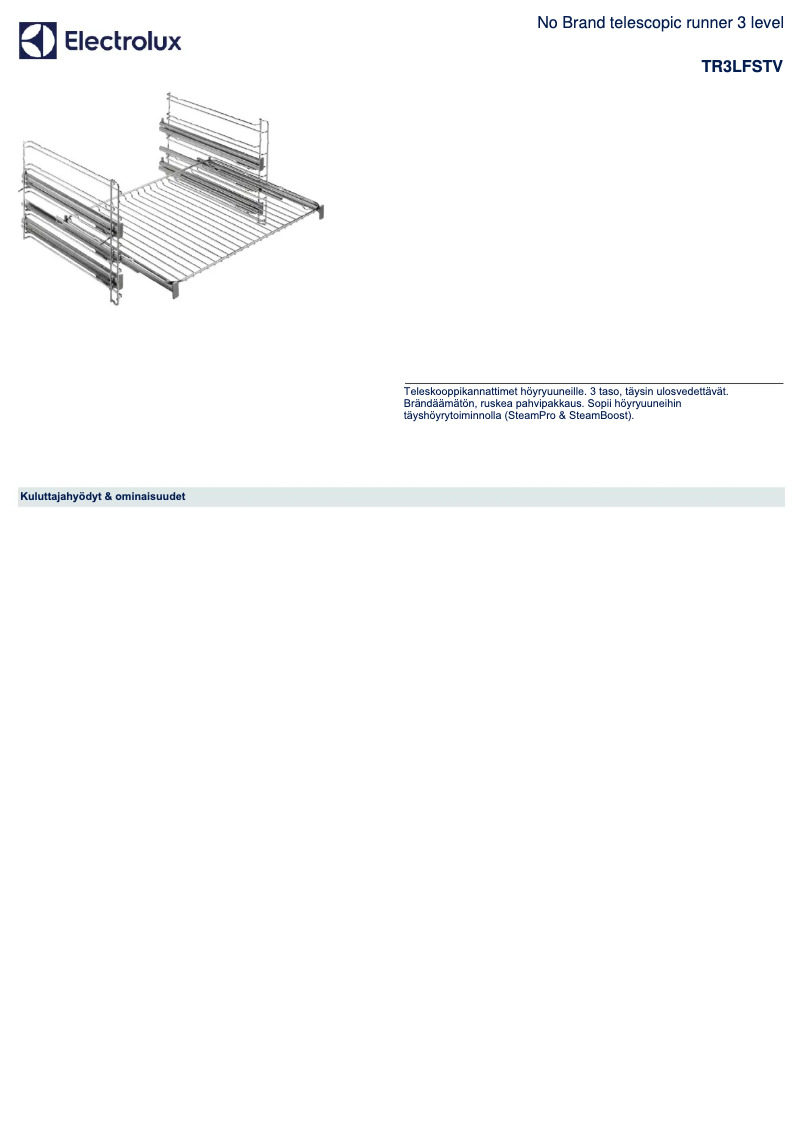 Page 1 de la notice Brochure Electrolux TR3LFSTV