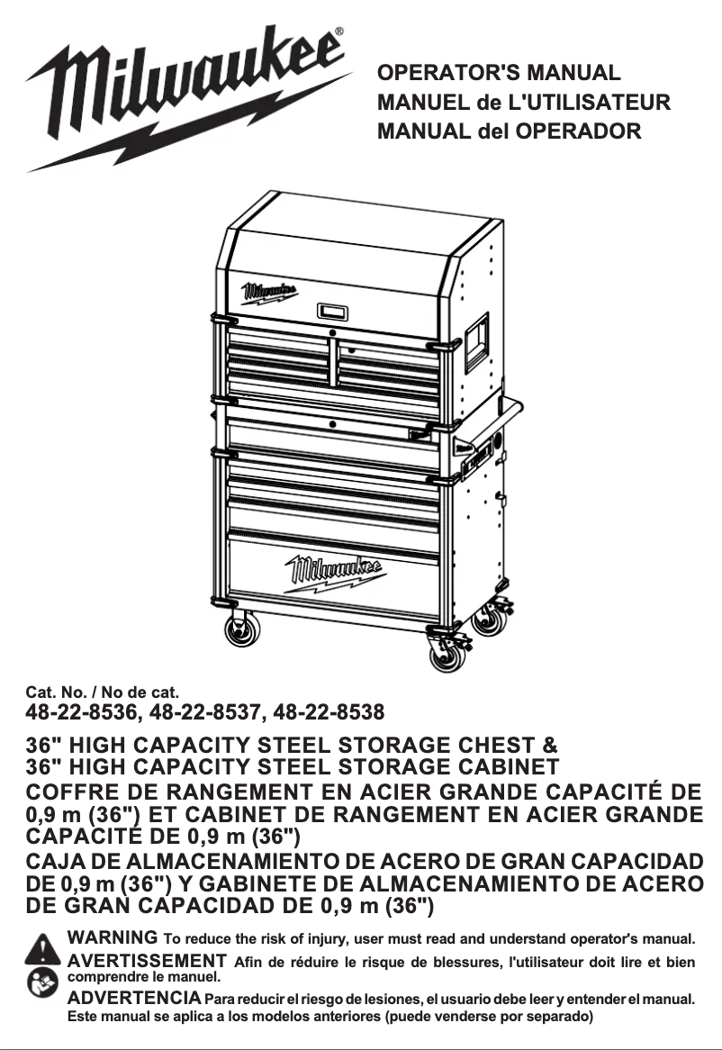 Page 1 de la notice Manuel utilisateur Milwaukee 48-22-8536