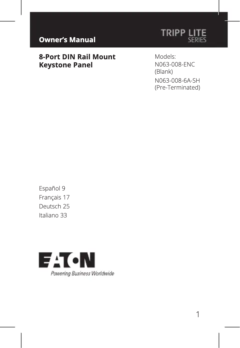 Image de la première page du manuel de l'appareil N063-008-ENC