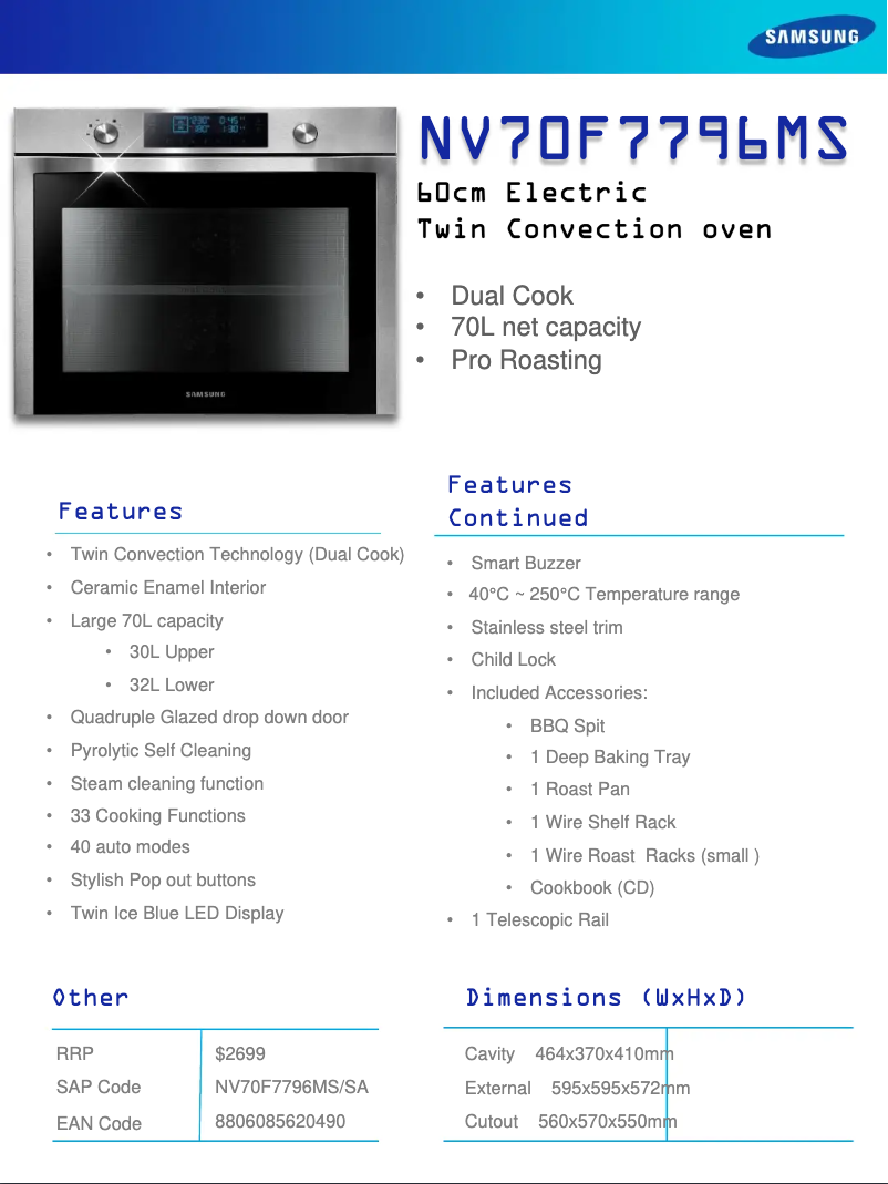 Image de la première page du manuel de l'appareil NV70F7796MS