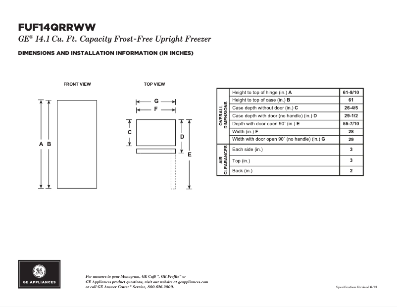 Image de la première page du manuel de l'appareil FUF14QRRWW