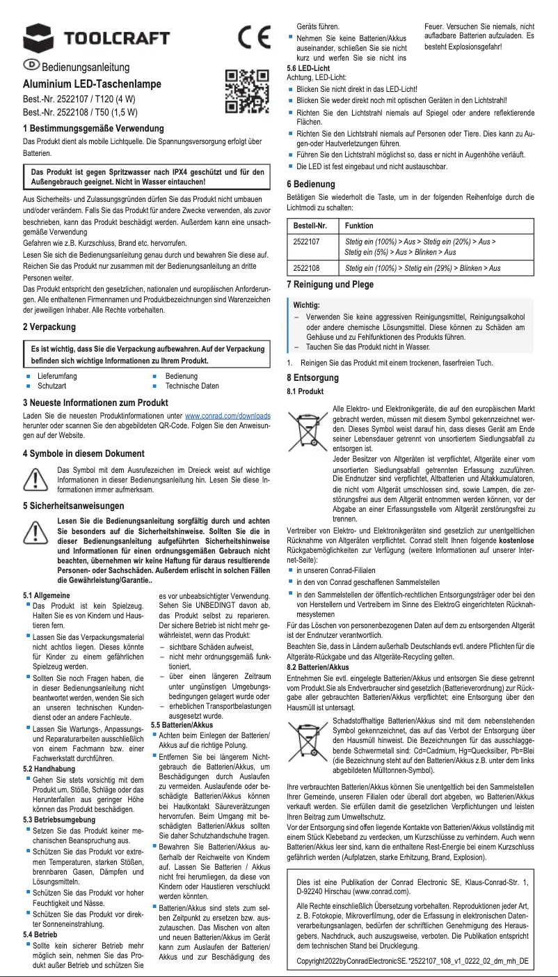 Page 1 de la notice Manuel utilisateur Toolcraft T50