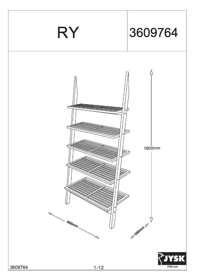 Page 1 de la notice Manuel utilisateur JYSK Ry (90x180x39)