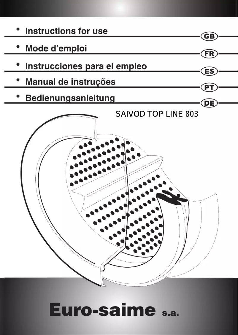 Page n°1 - Manuel utilisateur Saivod Top Line 803